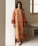 REPUBLIC WOMENSWEAR-3PC KARANDI EMBROIDERED SHIRT WITH COUTRAI PRINTED SHAWL AND TROUSER-BIC-5247