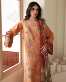REPUBLIC WOMENSWEAR-3PC KARANDI EMBROIDERED SHIRT WITH COUTRAI PRINTED SHAWL AND TROUSER-BIC-5247