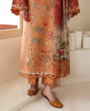 REPUBLIC WOMENSWEAR-3PC KARANDI EMBROIDERED SHIRT WITH COUTRAI PRINTED SHAWL AND TROUSER-BIC-5247
