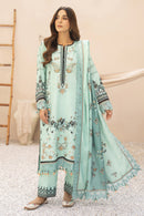 BRANDSINN-3PC KARANDI PRINTED EMBROIDERED SHIRT WITH KARANDI PRINTED EMB SHAWL & PRINTED TROUSER-BIC-0131