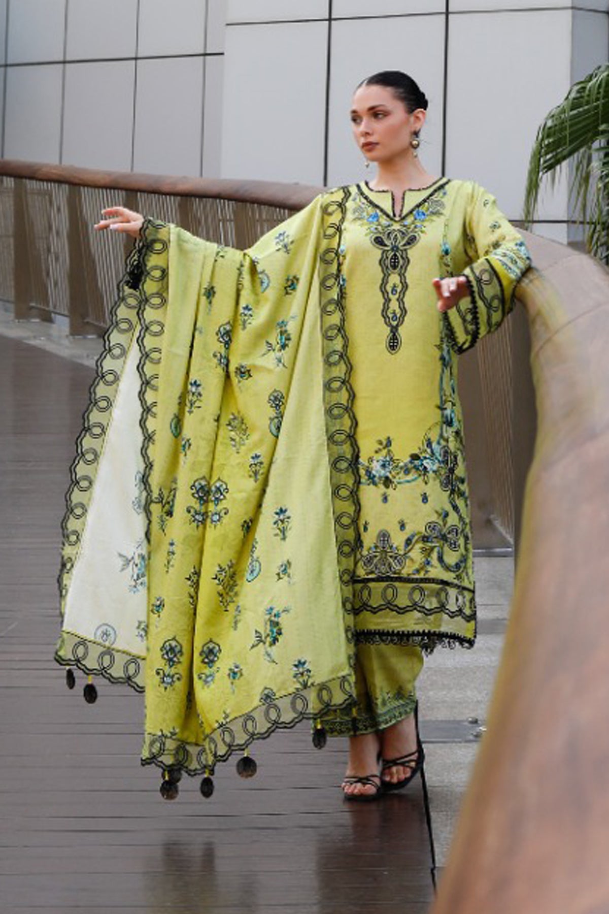 BRANDSINN-3PC KARANDI PRINTED EMBROIDERED SHIRT WITH KARANDI PRINTED EMB SHAWL & PRINTED TROUSER-BIC-0123