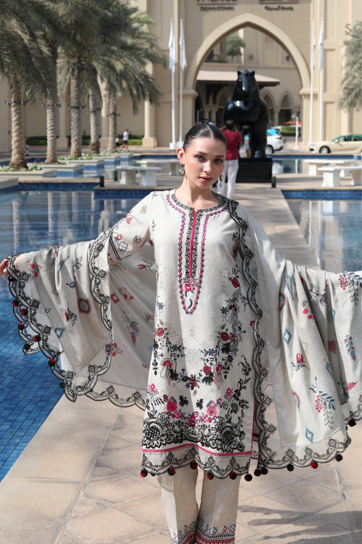 BRANDSINN-3PC KARANDI PRINTED EMBROIDERED SHIRT WITH KARANDI PRINTED EMB SHAWL & PRINTED TROUSER-BIC-0125