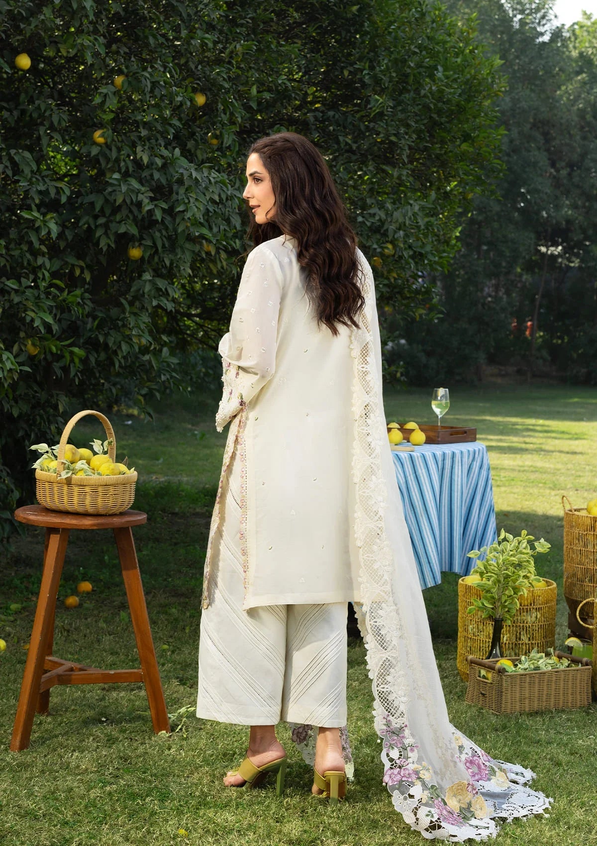 ELAF-3PC DHANAK EMBROIDERED SHIRT WITH DHANAK EMB SHAWL AND TROUSER-BIC-5217