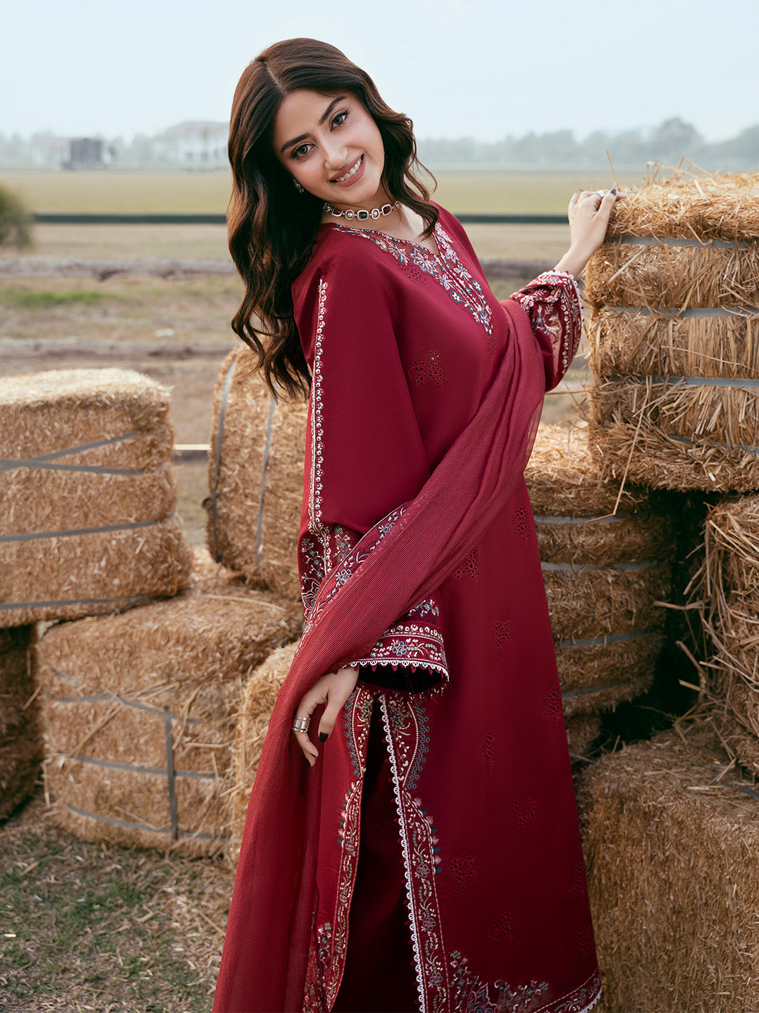 IZEL-3PC LAWN EMBROIDERED SHIRT WITH KHADDI NET EMBROIDERED DUPATTA AND TROUSER-BIC-4818