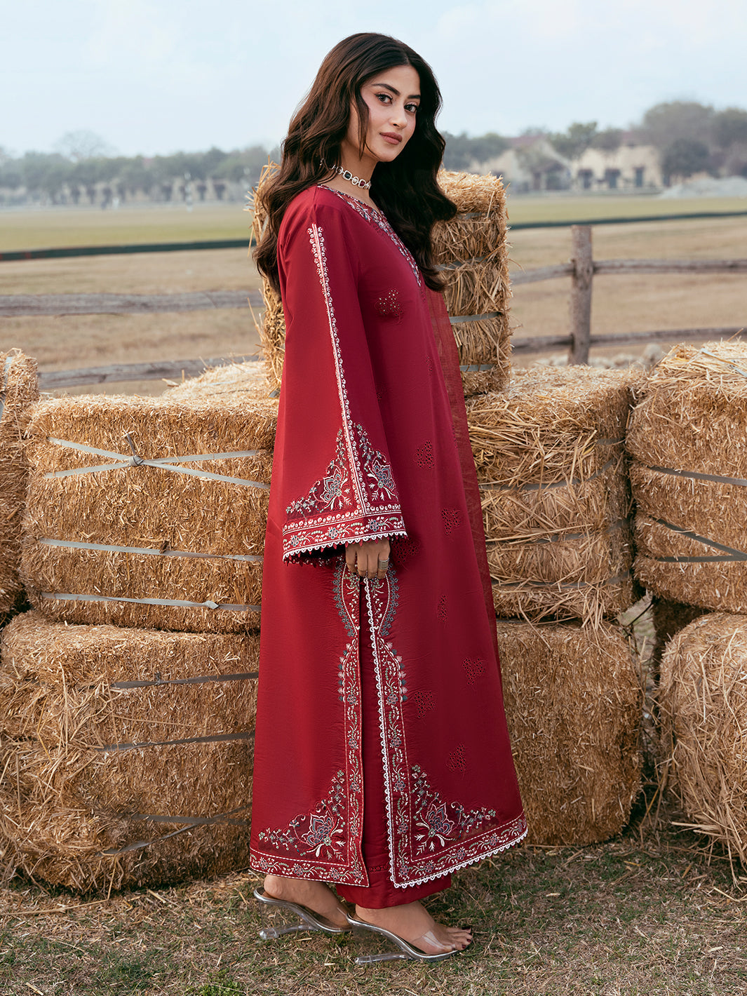 IZEL-3PC LAWN EMBROIDERED SHIRT WITH KHADDI NET EMBROIDERED DUPATTA AND TROUSER-BIC-4818