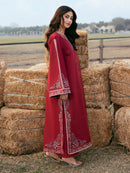 IZEL-3PC LAWN EMBROIDERED SHIRT WITH KHADDI NET EMBROIDERED DUPATTA AND TROUSER-BIC-4818