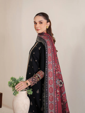 GARNET-3PC LAWN EMBROIDERED SHIRT WITH MONARK PRINT DUPATTA AND EMB TROUSER-BIC-3532