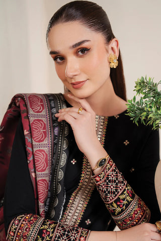 GARNET-3PC LAWN EMBROIDERED SHIRT WITH MONARK PRINT DUPATTA AND EMB TROUSER-BIC-3532