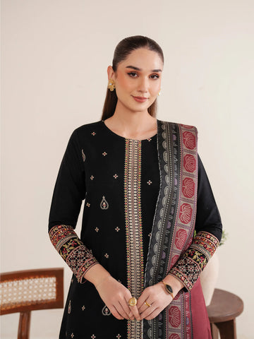 GARNET-3PC LAWN EMBROIDERED SHIRT WITH MONARK PRINT DUPATTA AND EMB TROUSER-BIC-3532