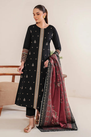 GARNET-3PC LAWN EMBROIDERED SHIRT WITH MONARK PRINT DUPATTA AND EMB TROUSER-BIC-3532