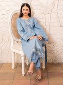 IZEL-2PC DHANAK EMBROIDERED SHIRT WITH DHANAK TROUSER-BIC-102