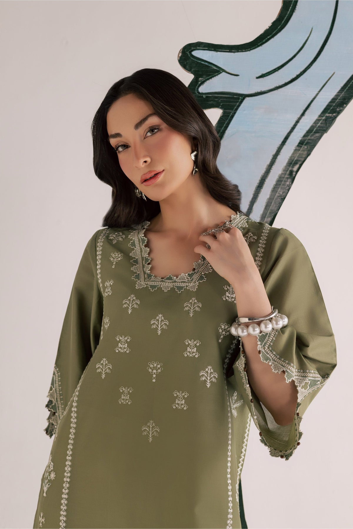 BATIK-2PIECE DHANAK EMBROIDERED SHIRT WITH DHANAK EMB TROUSER-BIC-15007