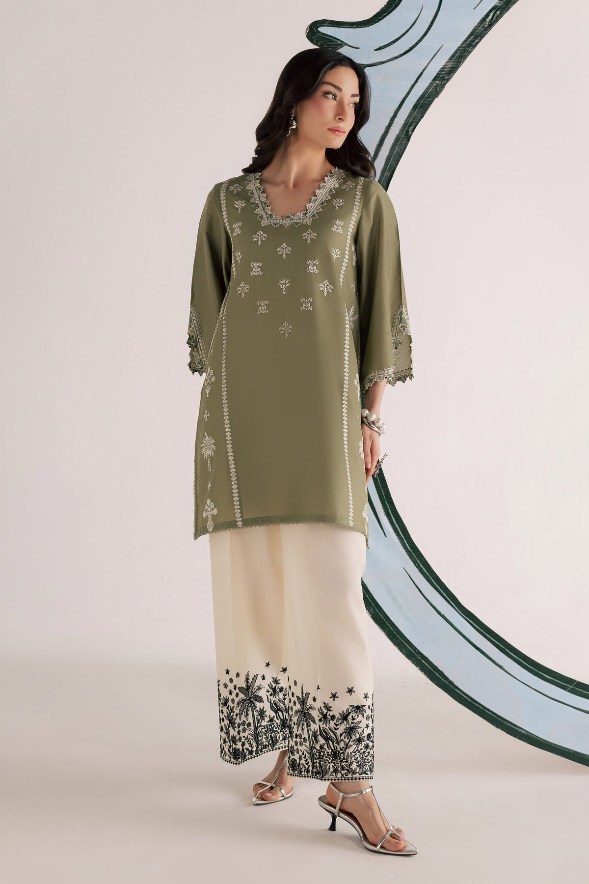 BATIK-2PIECE DHANAK EMBROIDERED SHIRT WITH DHANAK EMB TROUSER-BIC-15007