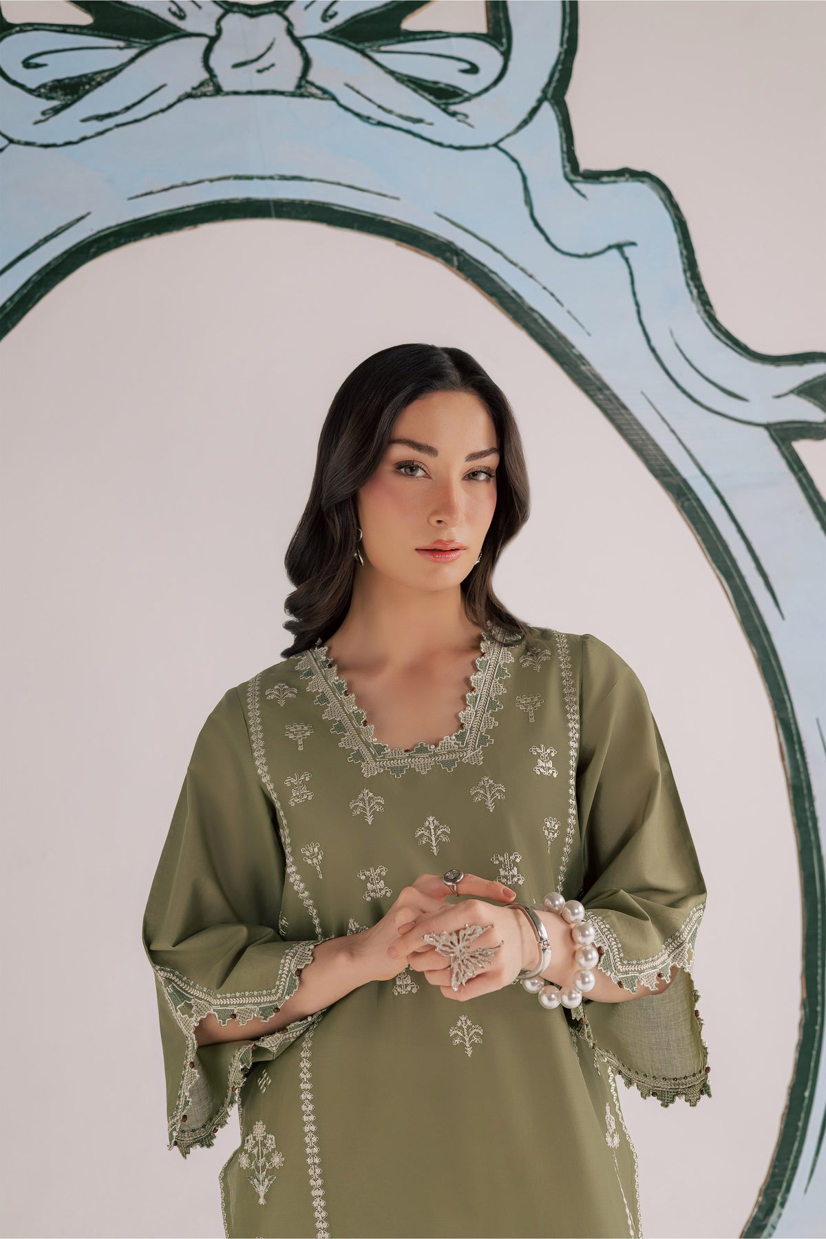 BATIK-2PIECE DHANAK EMBROIDERED SHIRT WITH DHANAK EMB TROUSER-BIC-15007