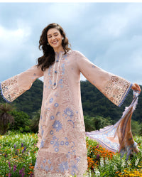 MUSHQ-3PC LAWN LASERWORK EMBROIDERED SHIRT WITH CHIFFON PRINTED DUPATTA AND TROUSER-BIC-4782