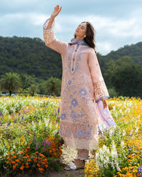 MUSHQ-3PC LAWN LASERWORK EMBROIDERED SHIRT WITH CHIFFON PRINTED DUPATTA AND TROUSER-BIC-4782