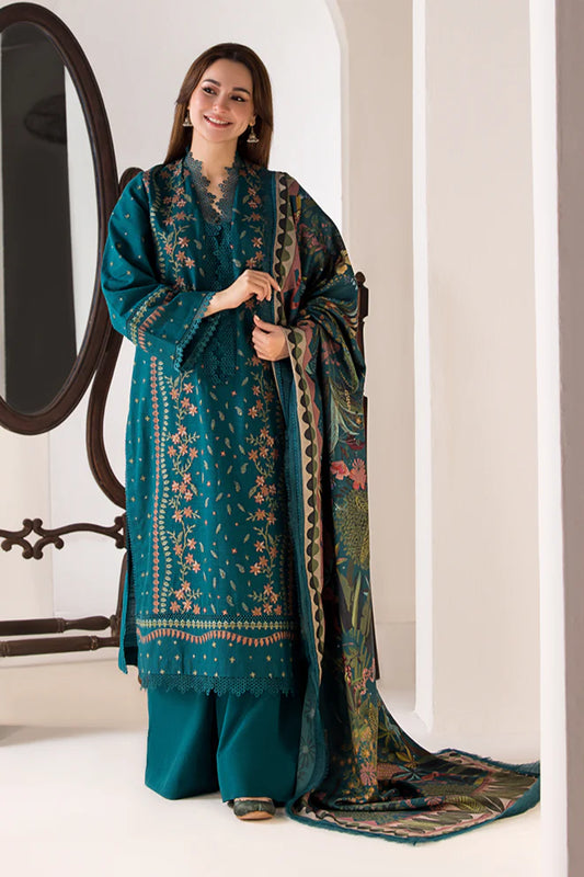 SOBIA NAZIR- 3PC LAWN EMBROIDERED SHIRT WITH MONARK PRINTED DUPATTA AND TROUSER-BIC-3569