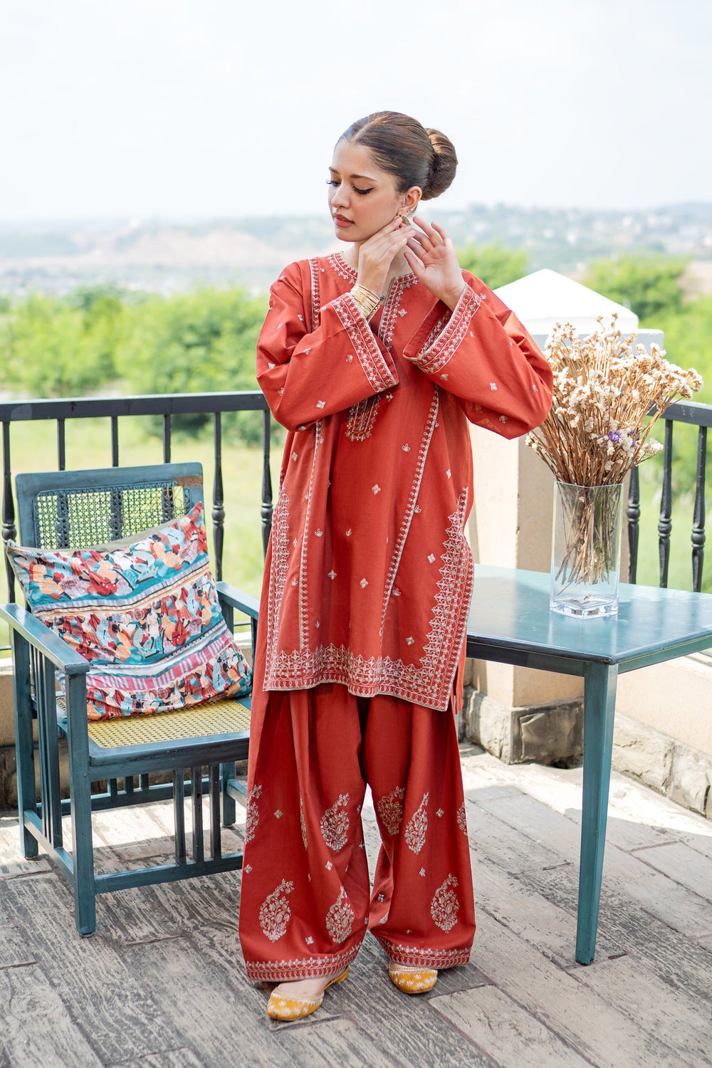 URGE-2PIECE LAWN EMBROIDERED SHIRT WITH LAWN EMBROIDERED TROUSER-BIC-244