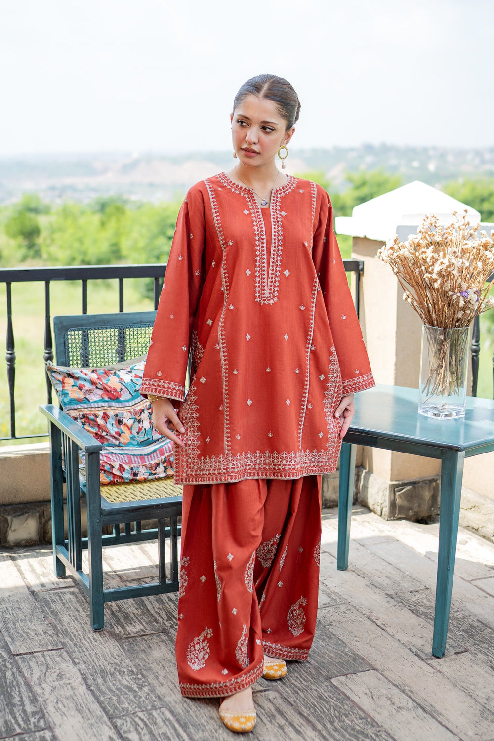 URGE-2PIECE LAWN EMBROIDERED SHIRT WITH LAWN EMBROIDERED TROUSER-BIC-244