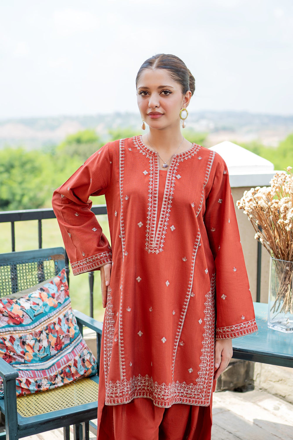 URGE-2PIECE LAWN EMBROIDERED SHIRT WITH LAWN EMBROIDERED TROUSER-BIC-244