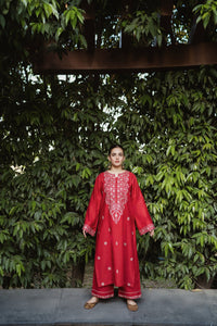 URGE-2PC DHANAK EMBROIDRED SHIRT WITH AND EMBROIDRED TROUSER-BIC-3331