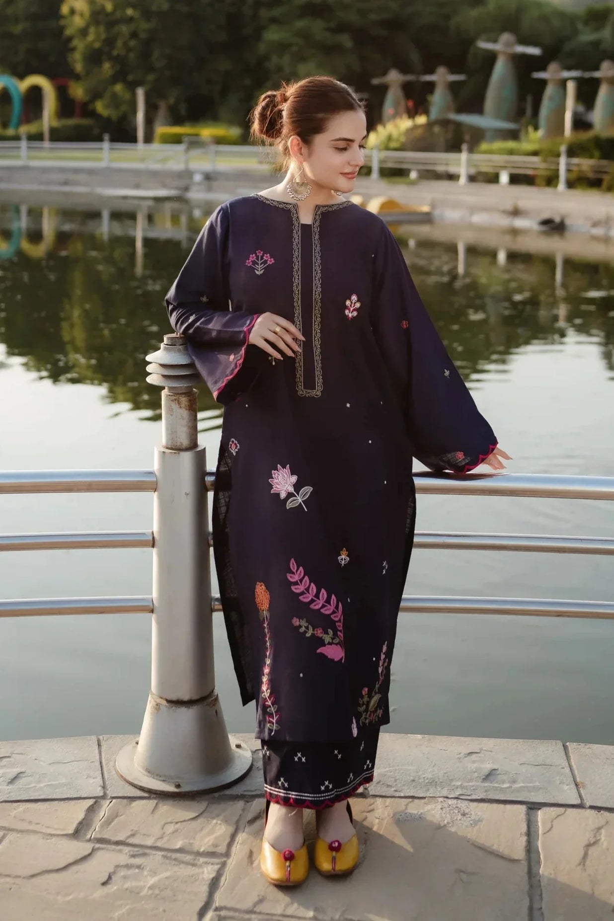 Urge - 2PC Dhanak Embroidered Shirt With Dhanak Embroidered Trouser-BIC-3340