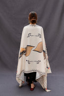 URGE-3PC DHANAK EMBROIDERED SHIRT WITH COUTRAI PRINTED SHAWL AND EMB TROUSER-BIC-4073