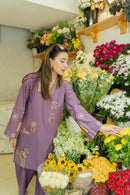 URGE-2PC DHANAK EMBROIDERED SHIRT WITH DHANAK EMBROIDRED TROUSER-BIC-137