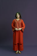 URGE-2PC DHANAK EMBROIDERED SHIRT WITH DHANAK EMBROIDERED TROUSER-BIC-3126