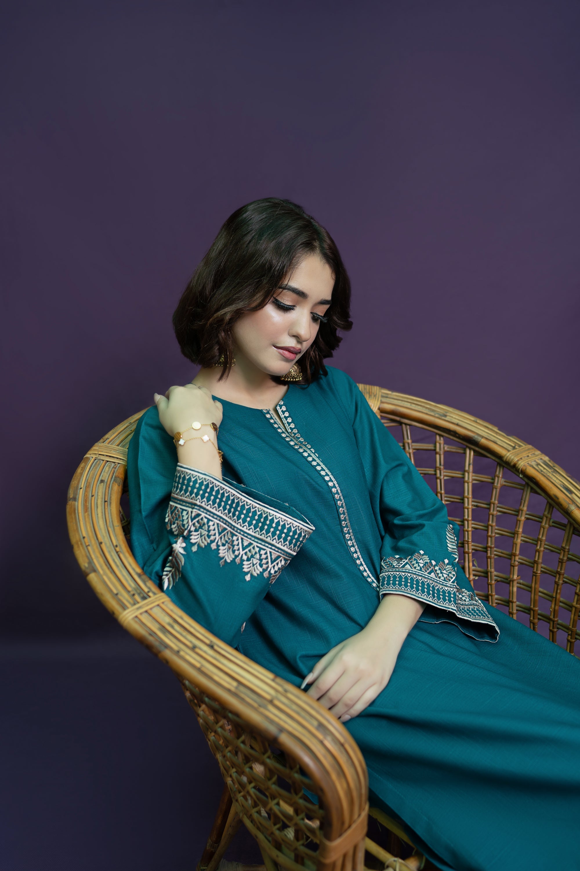 URGE-2PC DHANAK EMBROIDERED SHIRT AND EMBROIDRED TROUSER-BIC-113