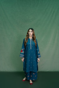 URGE-2PC DHANAK EMBROIDRED SHIRT WITH DHANAK EMBROIDRED TROUSER-BIC-101