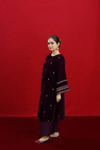URGE-2PC VELVET EMBROIDERED SHIRT WITH VELEVT EMBROIDERED SLEEVES-BIC-D-19-MICROO-9000