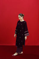 URGE-2PC VELVET EMBROIDERED SHIRT WITH VELEVT EMBROIDERED SLEEVES-BIC-D-19-MICROO-9000