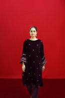 URGE-2PC VELVET EMBROIDERED SHIRT WITH VELEVT EMBROIDERED SLEEVES-BIC-D-19-MICROO-9000