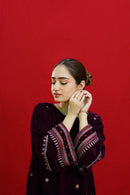 URGE-2PC VELVET EMBROIDERED SHIRT WITH VELEVT EMBROIDERED SLEEVES-BIC-D-19-MICROO-9000