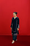 URGE -2PC Velvet Heavy Embroidered Shirt With Velvet Embroidered Sleeves-BIC-D23