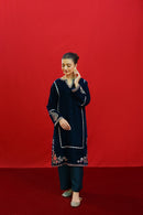 URGE -2PC Velvet Heavy Embroidered Shirt With Velvet Embroidered Sleeves-BIC-D23