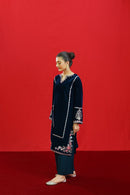 URGE -2PC Velvet Heavy Embroidered Shirt With Velvet Embroidered Sleeves-BIC-D23