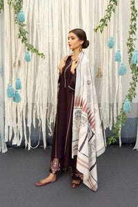 URGE-3PC DHANAK EMBROIDERY SHIRT  WITH COUTURE PRINT SHAWL DUPATTA-BIC-3202