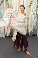 URGE-3PC DHANAK EMBROIDERY SHIRT  WITH COUTURE PRINT SHAWL DUPATTA-BIC-3202