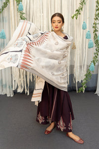 URGE-3PC DHANAK EMBROIDERY SHIRT  WITH COUTURE PRINT SHAWL DUPATTA-BIC-3202