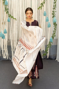 URGE-3PC DHANAK EMBROIDERY SHIRT  WITH COUTURE PRINT SHAWL DUPATTA-BIC-3202