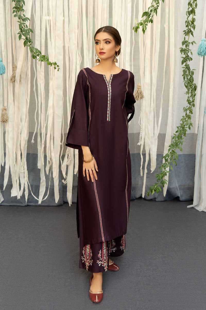 URGE-3PC DHANAK EMBROIDERY SHIRT  WITH COUTURE PRINT SHAWL DUPATTA-BIC-3202