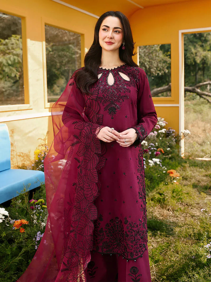 ASIM JOFA-3PC LAWN SEQUIN EMBROIDERED SHIRT WITH KHADDI NET EMB DUPATTA AND EMB TROUSER-BIC-4805
