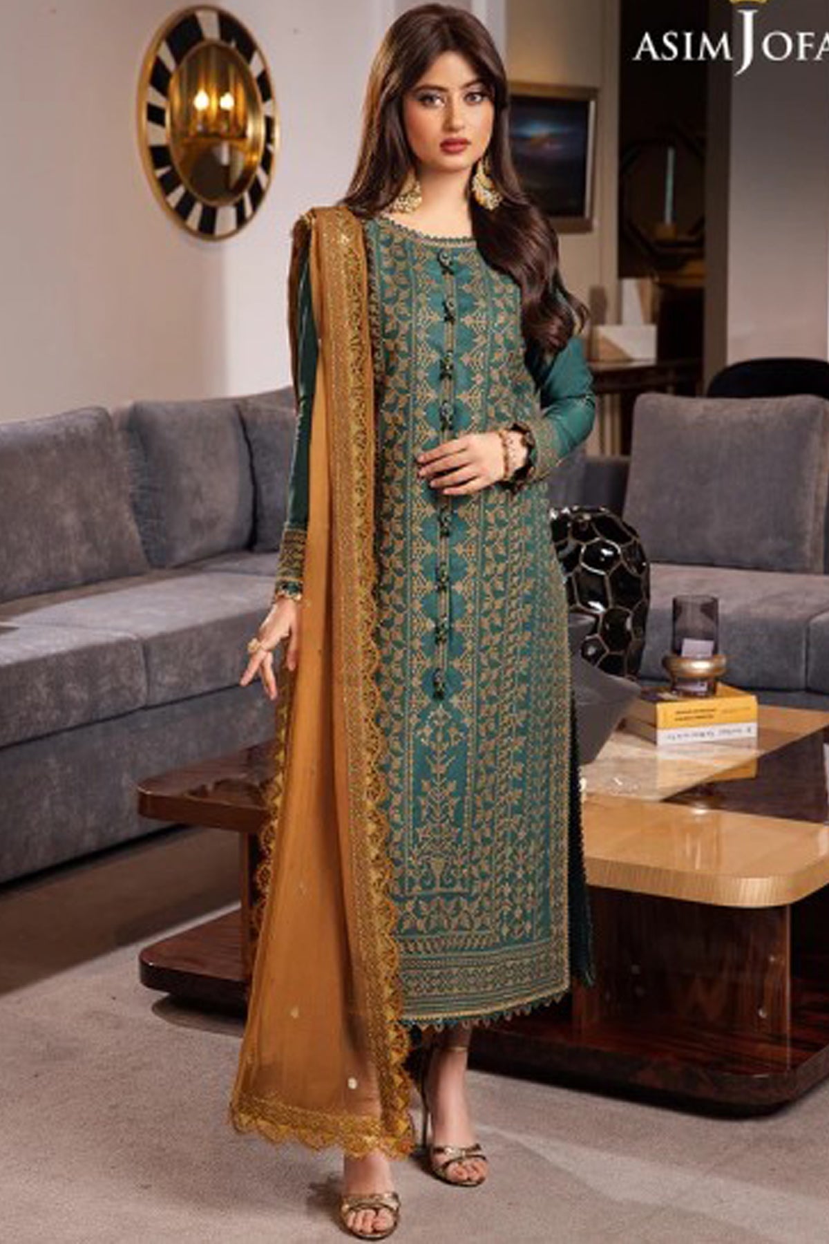 ASIM JOFA -3PC LAWN EMBROIDERED WITH BAMBER CHIFFON EMBROIDERED DUPATTA-BIC-3585