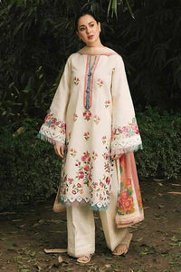 ZARASHAHJAHAN- 3PC DHANK EMBROIDERED SHIRT WITH COUTRAI WOOL SHAWL & TROUSER-BIC-4133