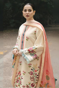 ZARASHAHJAHAN- 3PC DHANK EMBROIDERED SHIRT WITH COUTRAI WOOL SHAWL & TROUSER-BIC-4133