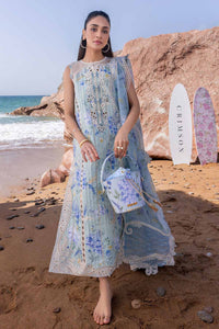 CRIMSON-3PC LAWN PRINTED EMB SHIRT WITH SILK PRINTED EMB DUPATTA AND TROUSER-BIC-026