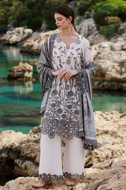 IMAGE-3PC LAWN EMBROIDERED SHIRT WITH CHIFFON PRINT DUPATTA AND EMB TROUSER-BIC-3710