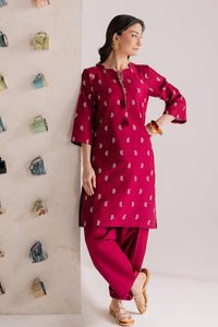 BATIK-2PIECE DHANAK EMBROIDERED SHIRT WITH DHANAK EMB SLEEVES-BIC-15009